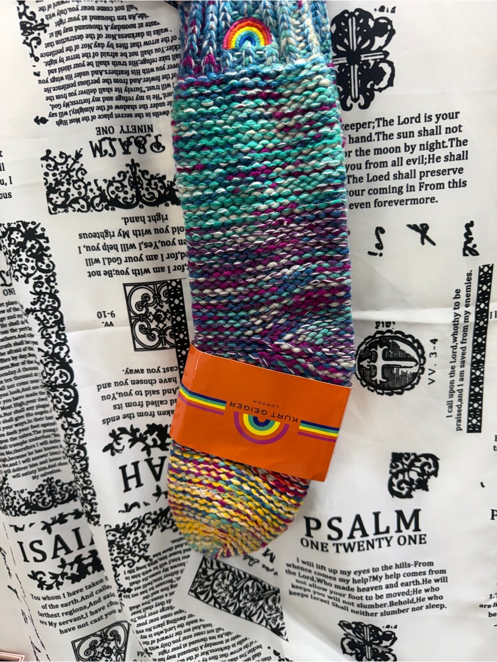 Kurt Geiger Kids Multicolor Knit Socks with Rainbow Motif